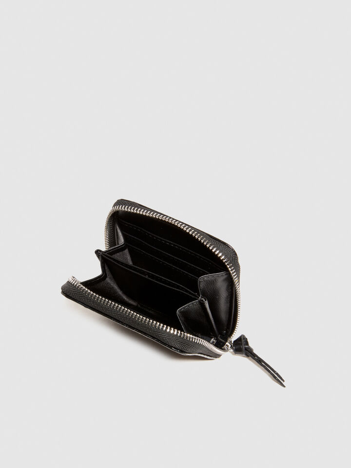 Medium crocodile print wallet - null - Black | Sisley image number 3